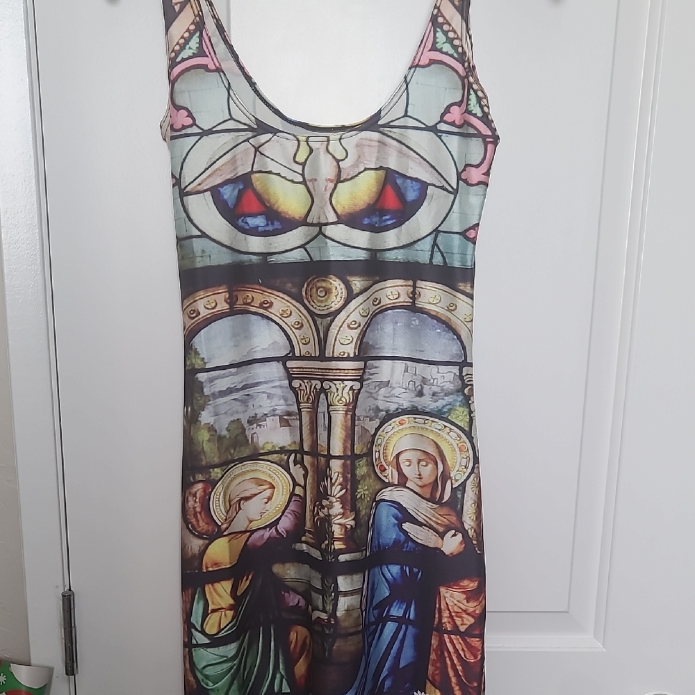 Lotus Leggings Stained Glass Print Mini Dress